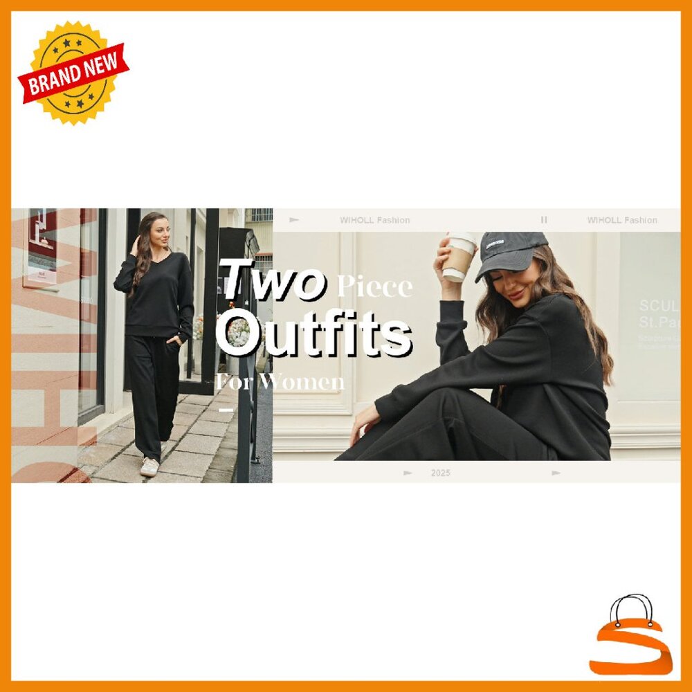 V-Neck Lounge Set with Wide Leg Pants, Soft 2-Piece Sweatsuit - Picture 8 of 8